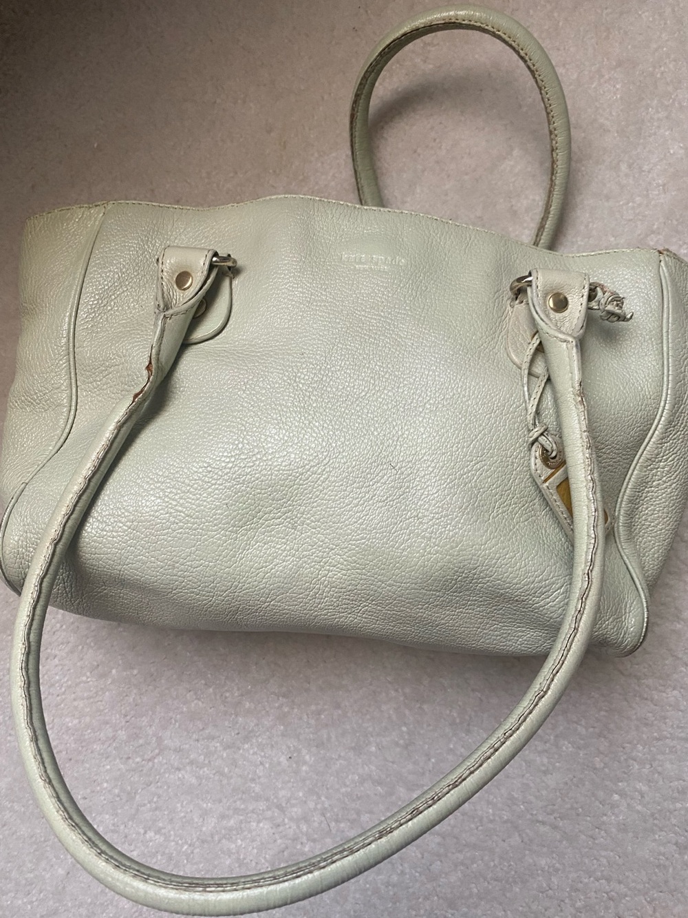 Kate Spade Pebbled Leather Shoulder Tote in Light Cream